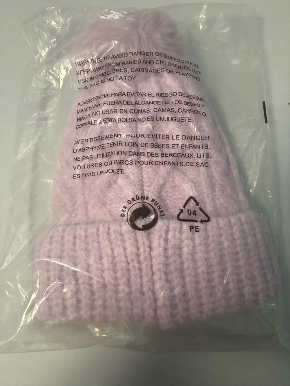 Madden GirlLavender Pom Pom Beanie with Matching Gloves